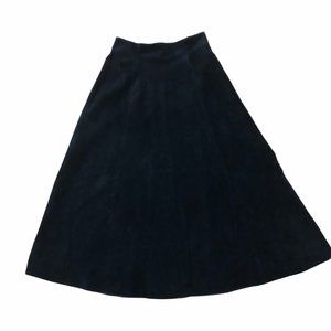 Positano Elle Black Suede Flared Midi Maxi Skirt 8